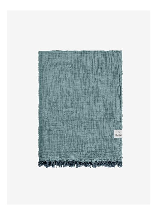Cocoon Pamuk 4 Kat Müslin Koltuk Şalı Koyu Yeşil / Koyu Gri 130x170 4