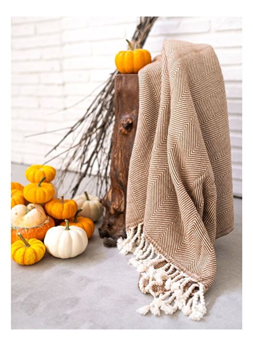 Wool Herringbone Yünlü Koltuk Şalı Deve Tüyü 120x170 2