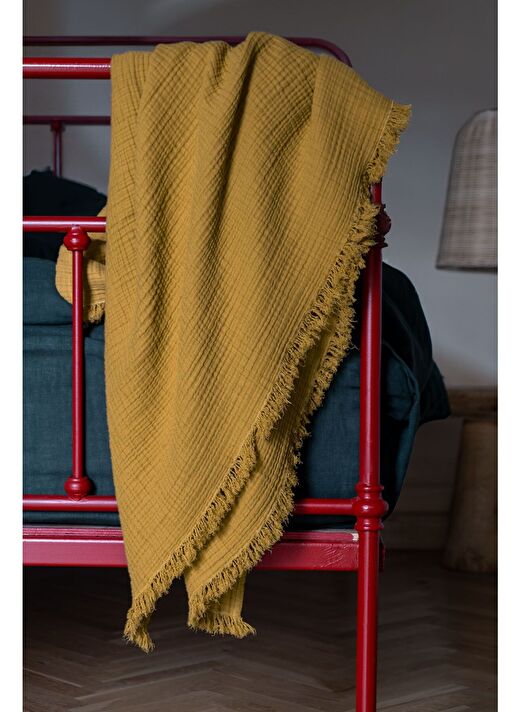 Cocoon Pamuk 4 Kat Müslin Yatak Örtüsü Köri 200x220 1