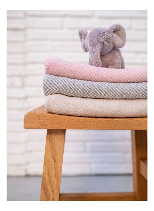 Wool Herringbone Bebek Battaniyesi Bej 76x102 2