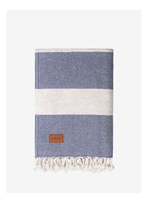 Wool Herringbone Yünlü Koltuk Şalı Denim 125x175 1