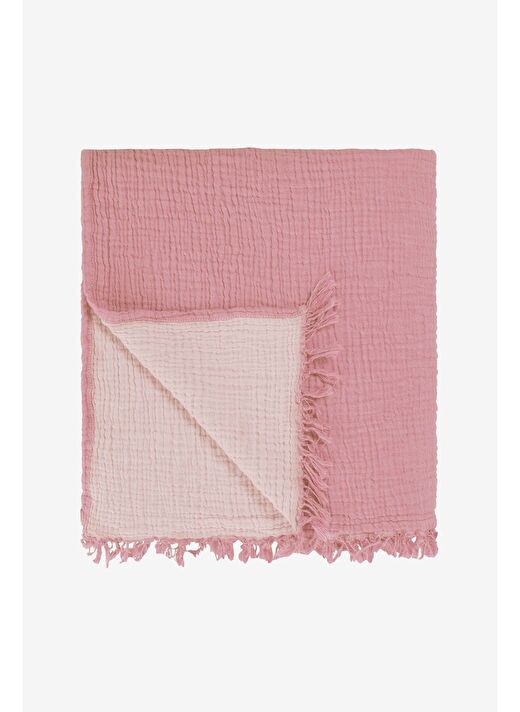 Cocoon Pamuk 4 Kat Müslin Yatak Örtüsü Koyu Pembe / Açık Pembe 200x220 2