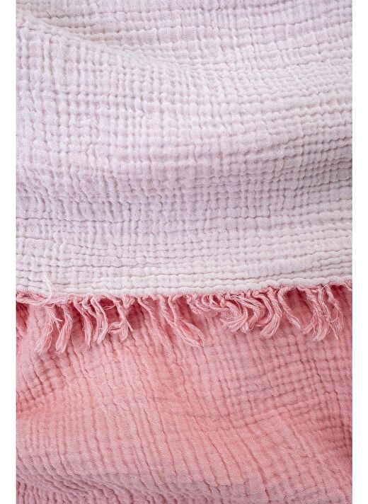 Cocoon Pamuk 4 Kat Müslin Yatak Örtüsü Koyu Pembe / Açık Pembe 200x220 3