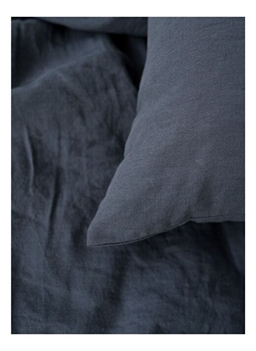 Washed Linen Keten Çift Kişilik Nevresim Koyu Mavi 200x220 4