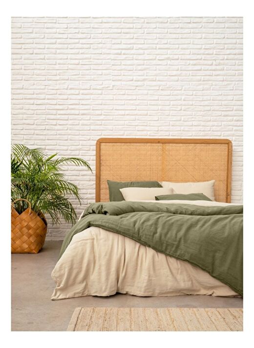 Washed Linen Keten Çift Kişilik Nevresim Bej 200x220 2