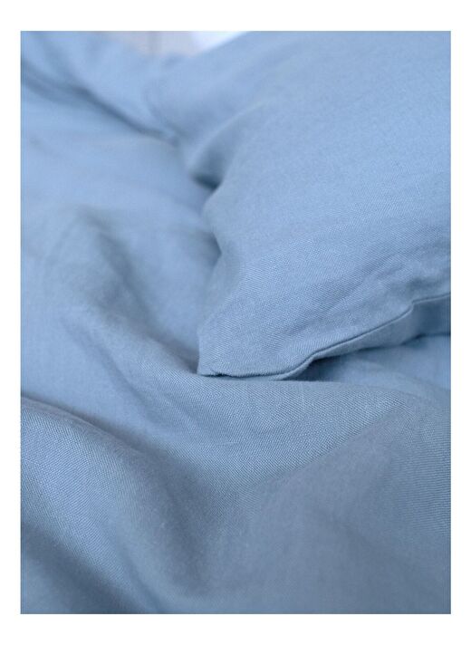 Washed Linen Keten Çift Kişilik Nevresim Açık Mavi 200x220 3