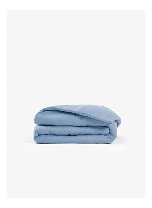 Washed Linen Keten Çift Kişilik Nevresim Açık Mavi 200x220 4