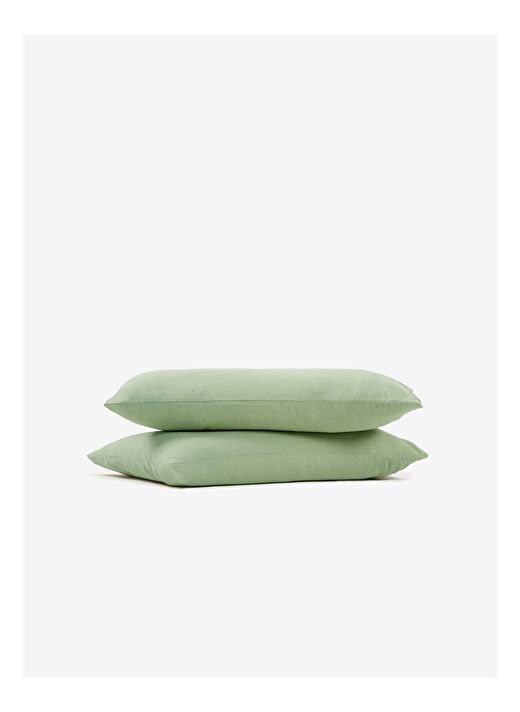 Washed Linen Keten Yastık Kılıfı 2'li Mint Yeşili 50x70 1