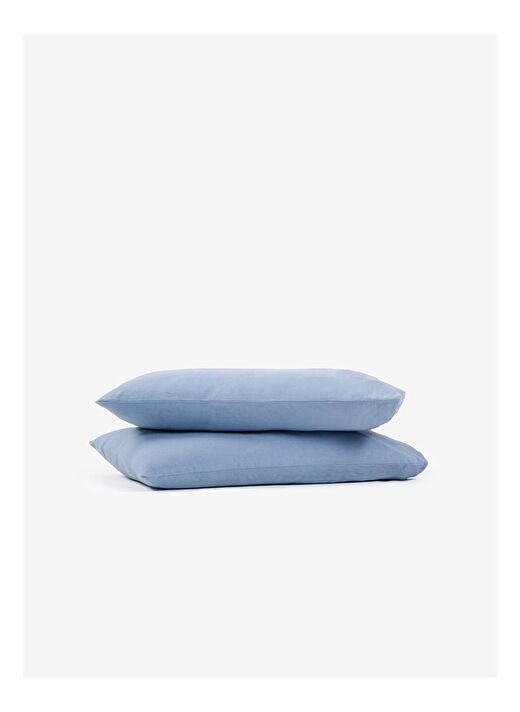 Washed Linen Keten Yastık Kılıfı 2'li Açık Mavi 50x70 1