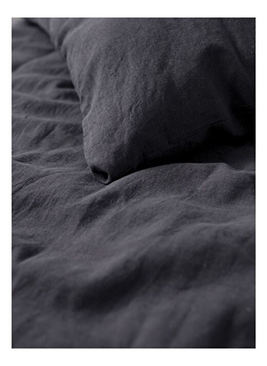 Washed Linen Keten Çift Kişilik Nevresim Antrasit 200x220 3