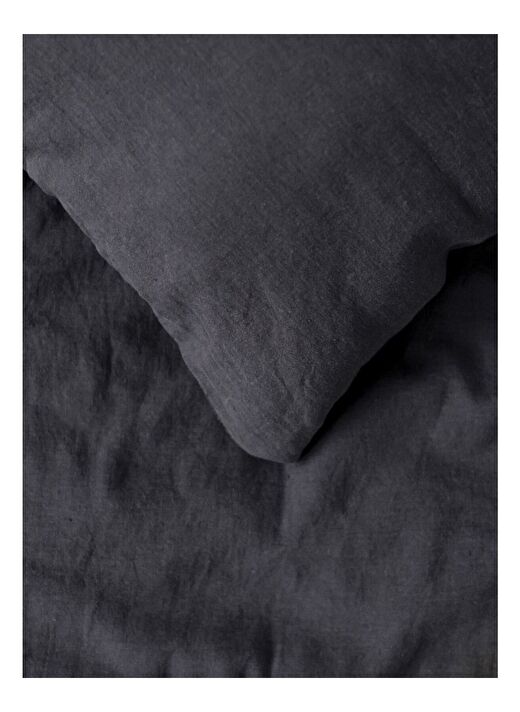 Washed Linen Keten Çift Kişilik Nevresim Antrasit 200x220 4