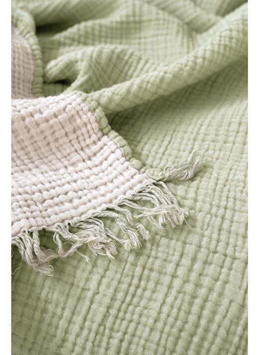 Cocoon Pamuk 4 Kat Müslin Yatak Örtüsü Mint Yeşili / Açık Yeşil 200x220 4