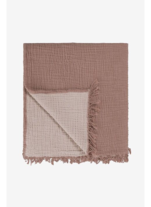 Cocoon Pamuk 4 Kat Müslin Koltuk Şalı Siyah Cinnamon / Nougat 130x170 2