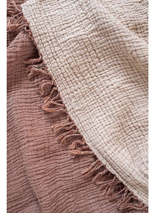 Cocoon Pamuk 4 Kat Müslin Koltuk Şalı Siyah Cinnamon / Nougat 130x170 3