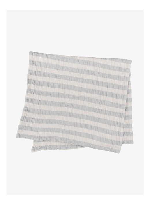Stripy Müslin Çok Amaçlı Örtü Gri/Ekru 100x100 1