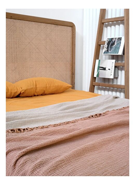 Cocoon Pamuk 4 Kat Müslin Yatak Örtüsü Tarcin / Bej 200x220 4