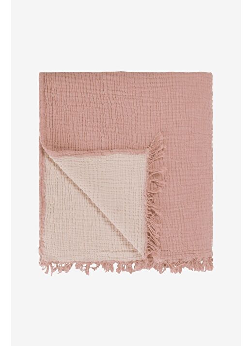 Cocoon Pamuk 4 Kat Müslin Koltuk Şalı Mercan / Açık Pembe 130x170 2