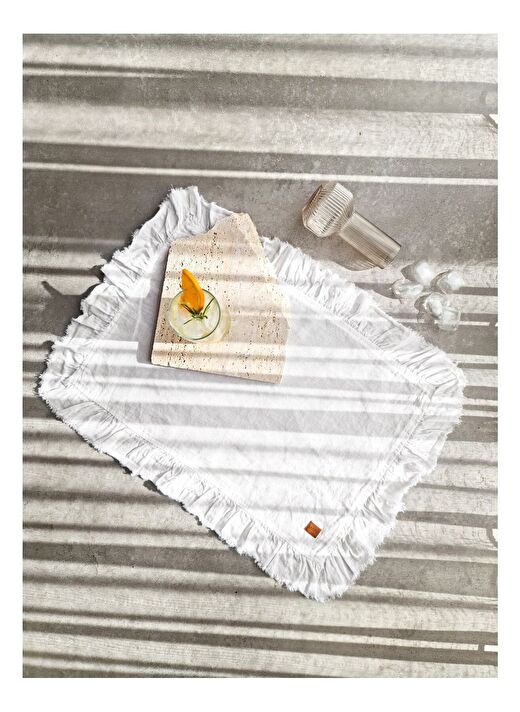 Frilled Linen 2'li Servis Altlığı Beyaz 30x45 4