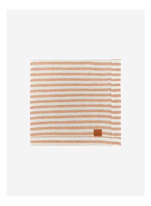Linen Keten 2'li Peçete Çizgili Taba 45x45 2