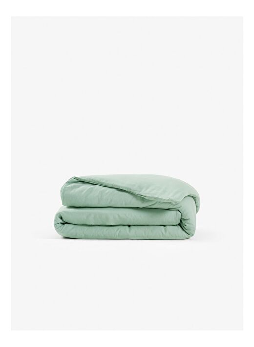 Washed Linen Keten Çift Kişilik Nevresim Yeşil 200x220 2