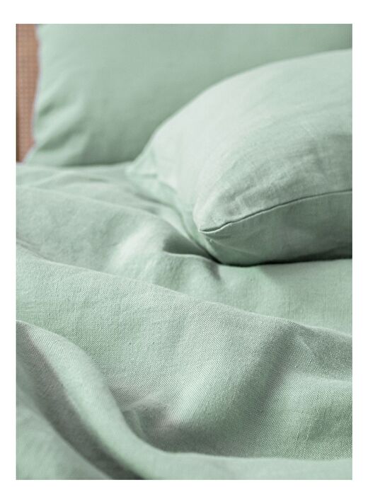 Washed Linen Keten Çift Kişilik Nevresim Yeşil 200x220 4