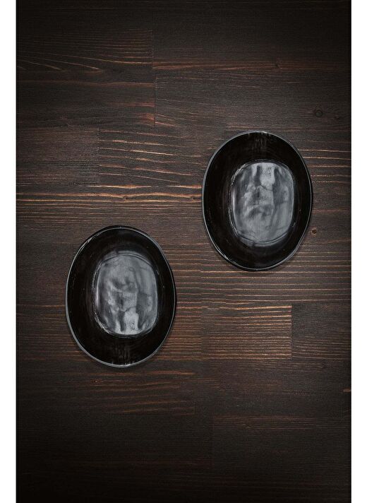 Oval Meze, 2'li Atıştırmalık Kase Set Kahverengi 10x8x3 1