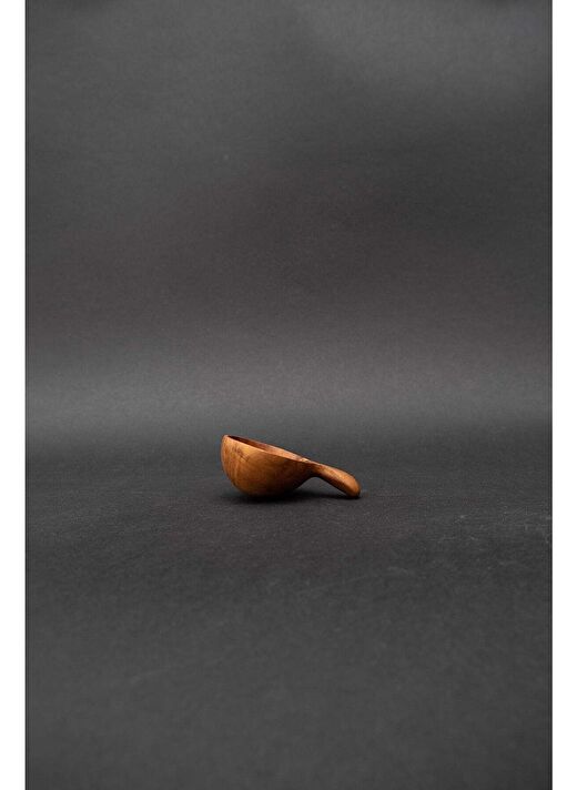 Teak Ahşap Yuvarlak Derin Sos Tabağı / Kaşığı Naturel 5x9x3,5 2