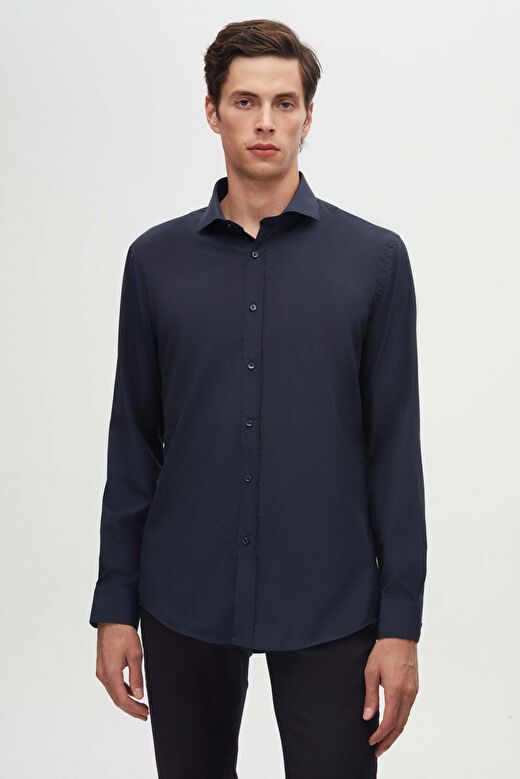 Ds Damat Slim Fit Lacivert İtalyan Yaka Dar Kesim Klasik Kravatlık  Uzun Kollu Kolay Ütülenebilir Ne 2