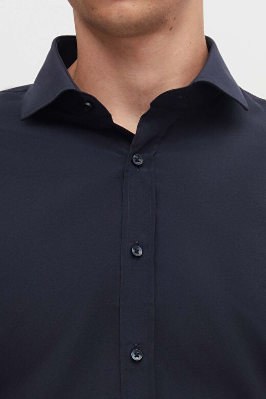 Ds Damat Slim Fit Lacivert İtalyan Yaka Dar Kesim Klasik Kravatlık  Uzun Kollu Kolay Ütülenebilir Ne 4