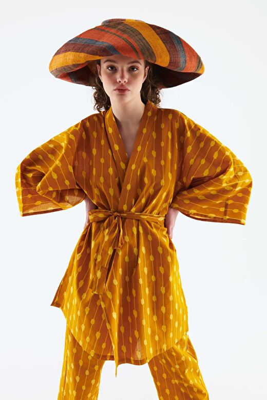 Kuşaklı Desenli Kimono Standart Renk Y2262101_089 1