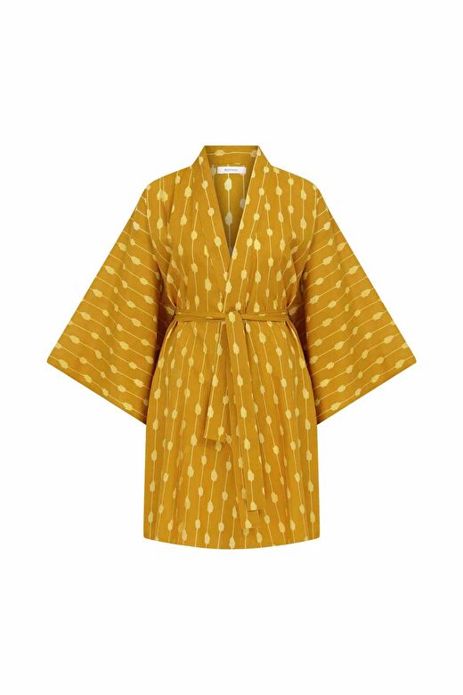 Kuşaklı Desenli Kimono Standart Renk Y2262101_089 4