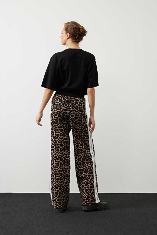 Leopar Baskılı Beli Lastikli Triko Pantolon Leopar K2479107_144 2