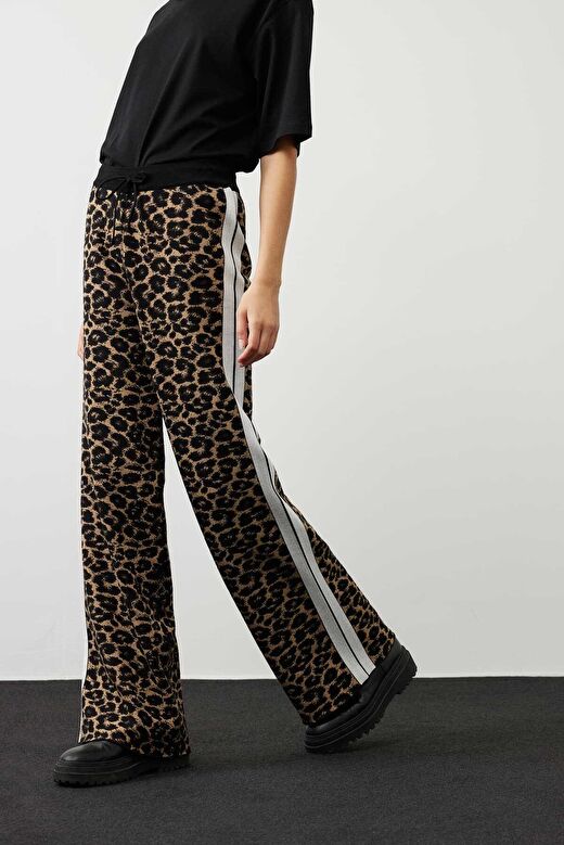 Leopar Baskılı Beli Lastikli Triko Pantolon Leopar K2479107_144 3