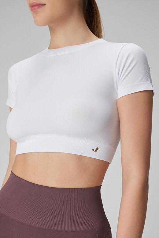Jerf Captiva Yumuşak Dokulu & Esnek Crop Top Beyaz 2