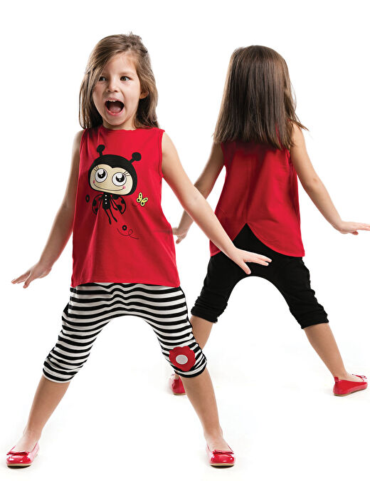 Uç Uç Kız Çocuk T-shirt Kapri Şort Takım 1