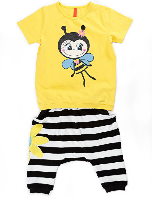 Vız Vız Maya Kız Çocuk T-shirt Kapri Şort Takım 3