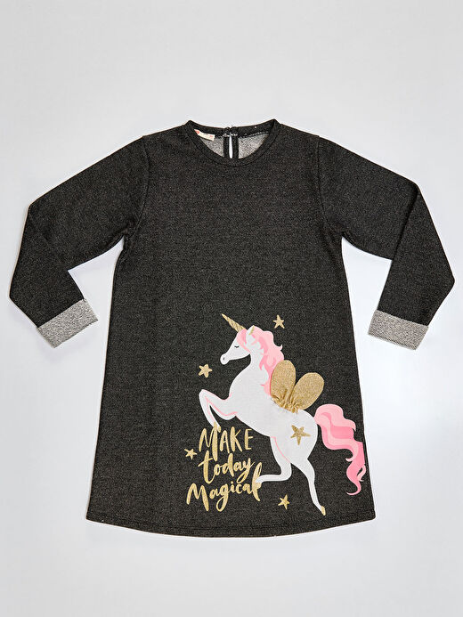 Kanatlı Unicorn Kız Çocuk Elbise 3