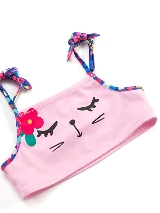 Çiçekli Kedi Kız Çocuk Bikini 3