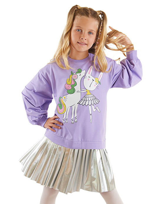 Balerin Unicorn Kız Çocuk Pileli Elbise 1