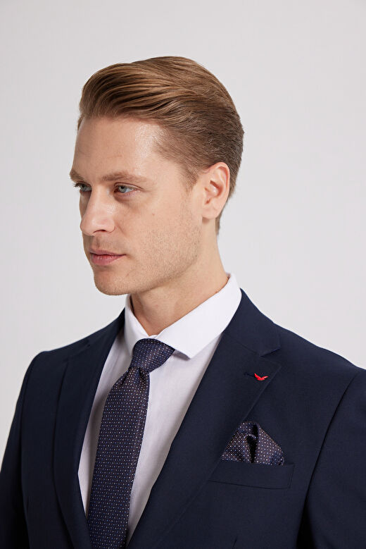 Ds Damat Slim Fit Lacivert Düz Mono Yaka Çift Yırtmaçlı Astarlı Takim Elbise 3