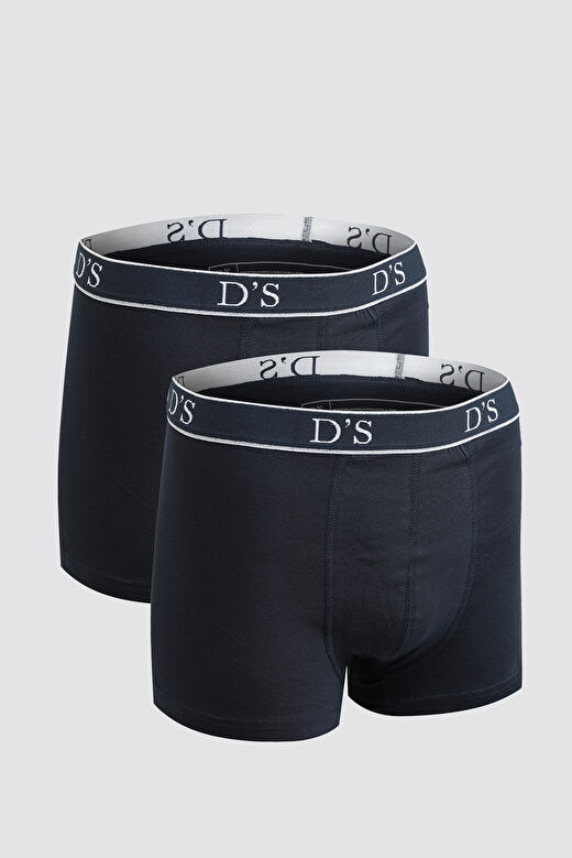 Ds Damat Lacivert Beli Lastikli Marka Logolu Likralı Esneyebilen 2'Li Boxer Set 1