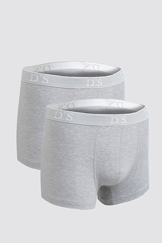 Ds Damat Gri Beli Lastikli Marka Logolu Likralı Esneyebilen 2'Li Boxer Set 1
