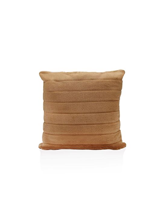 Fitilli Peluş Kırlent Kahve 45x45 cm 1