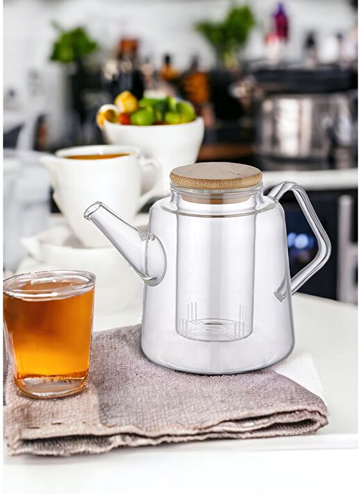The Mia Bambu Kapaklı Süzgeçli Demlik 800 ml 4