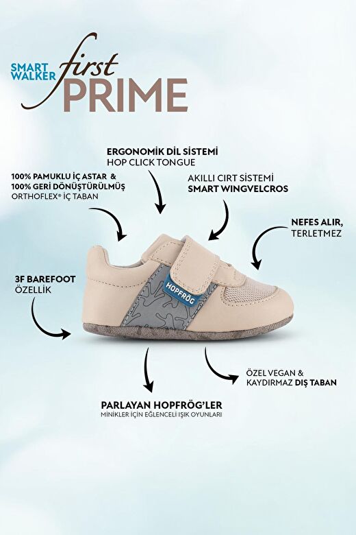 Smart Walker First Prime Havalı Bej Barefoot İlk Adım Bebek Ayakkabı 2