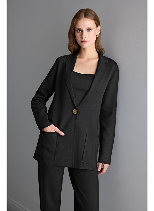 Tek Düğmeli Triko Blazer Ceket 3