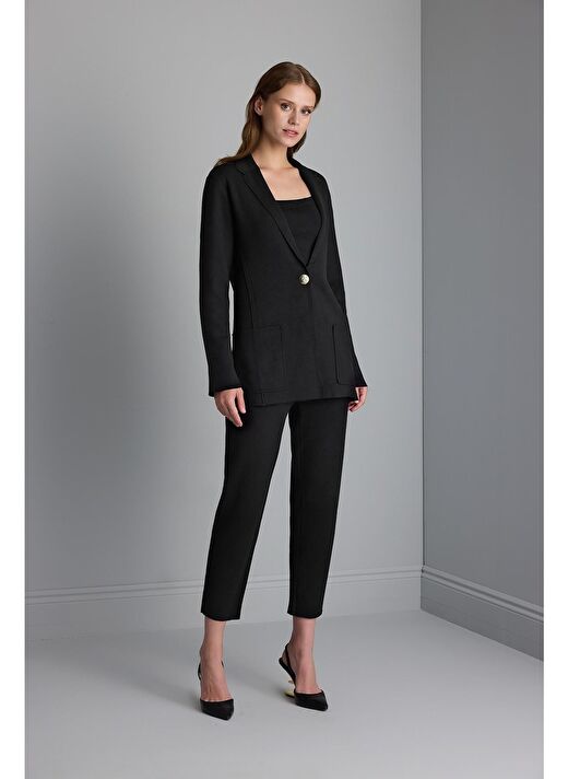 Tek Düğmeli Triko Blazer Ceket 1