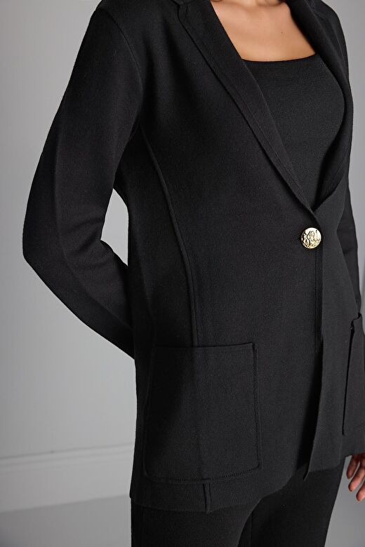 Tek Düğmeli Triko Blazer Ceket 4