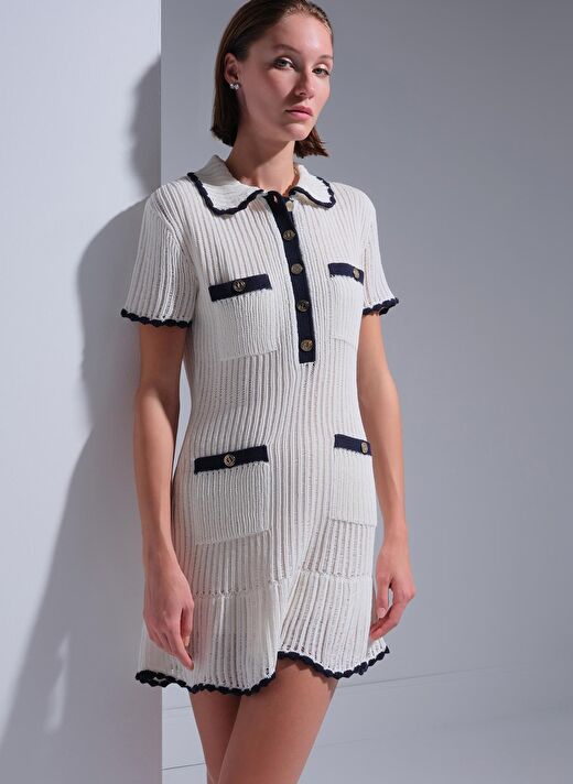 Polo Yaka Cep Detaylı Mini Elbise 3