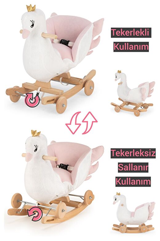 Wellgro Tekerlekli ve Sallanan Ahşap Kuğu 2